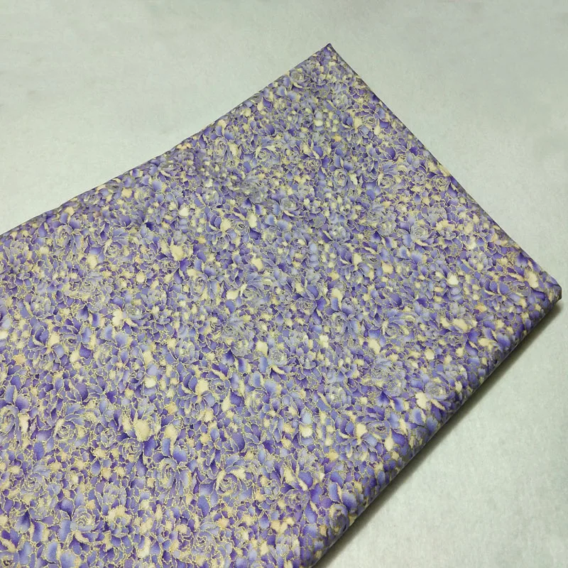 Королевское Золотое Тиснение фиолетовые золотые цветы напечатанная хлопковая ткань 50x110 см для DIY шитья ткани сумка вечерние украшения дома
