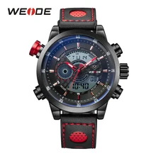WEIDE Men Luxury Sports Watches Quartz LCD Digital Date Alarm Chronograph Leather Strap Wristwatches Clock Reloj Hombre Relogio