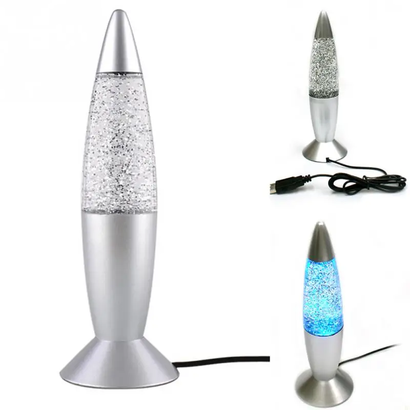 

USB RGB Color Changing Glitter Rocket Creative Night Light Lava Lamp for Indoor Christmas lamparas