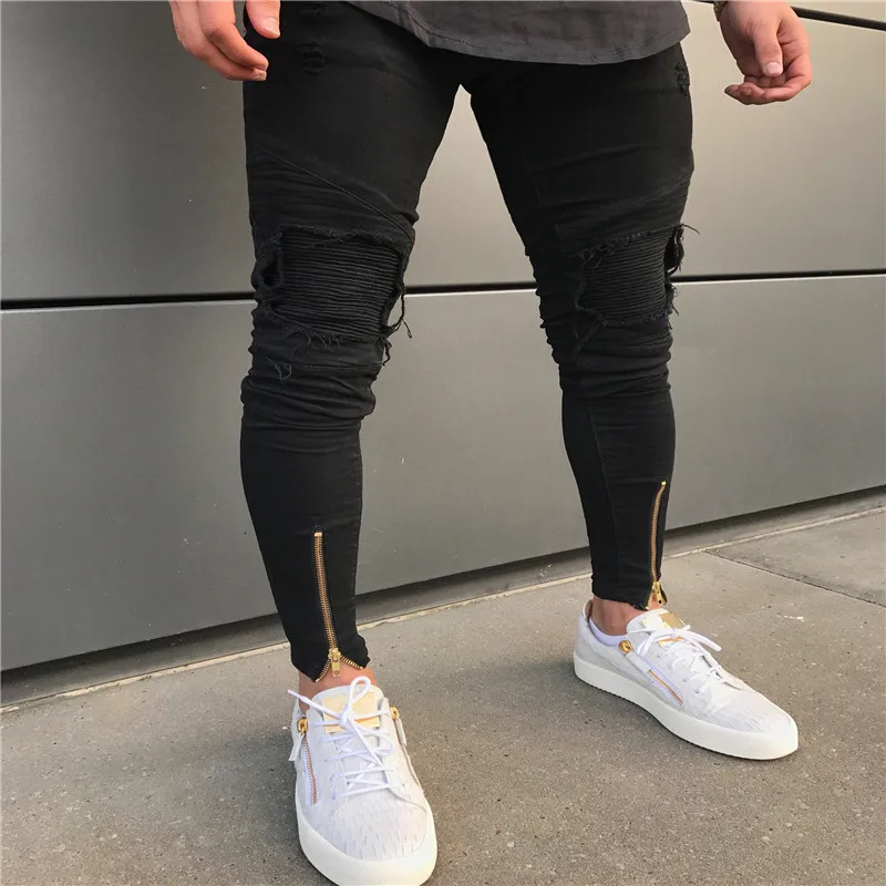 Ceny 2018 gorących bubla mężczyzna projektant dżinsy czarne dżinsy mężczyzna dorywczo jean skinny motocykl dżins wysokiej jakości spodnie