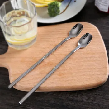 

Dessert Spoon Mini Scoop Mixing Spoon Stainless Steel Ladle Long Serving Scoop Cutlery Set Non-slip Handle Silver Ladle 2pcs/set