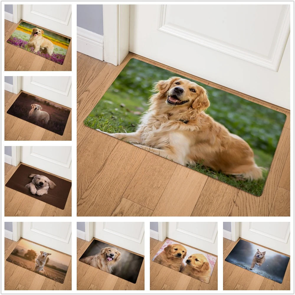 

Pet Golden Retriever Dog Hound Home Decor Doormat Insole Kitchen Carpet Indoor Outdoor Welcome Bathroom Non-slip Floor Mat Donut