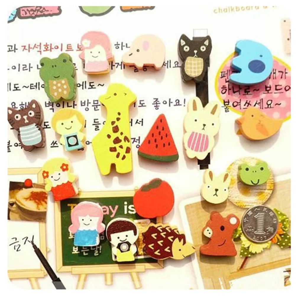 

19 Pcs/Set Fridge Magnet Wooden Colourful Cartoon Animals Refrigerator Magnets Childrens Kids Gifts 8 WXV Sale