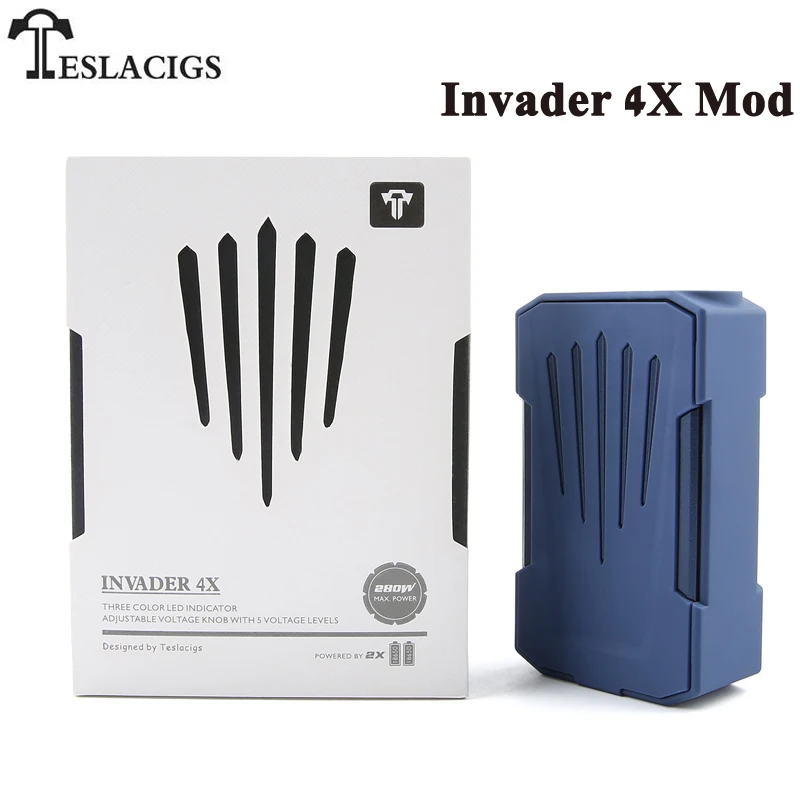 

Original Tesla Invader 4X 280W Teslacigs Invader 4X VV Electronic Cigarette Box MOD Vape Support Invader 4X RDA Tank Vaporizer