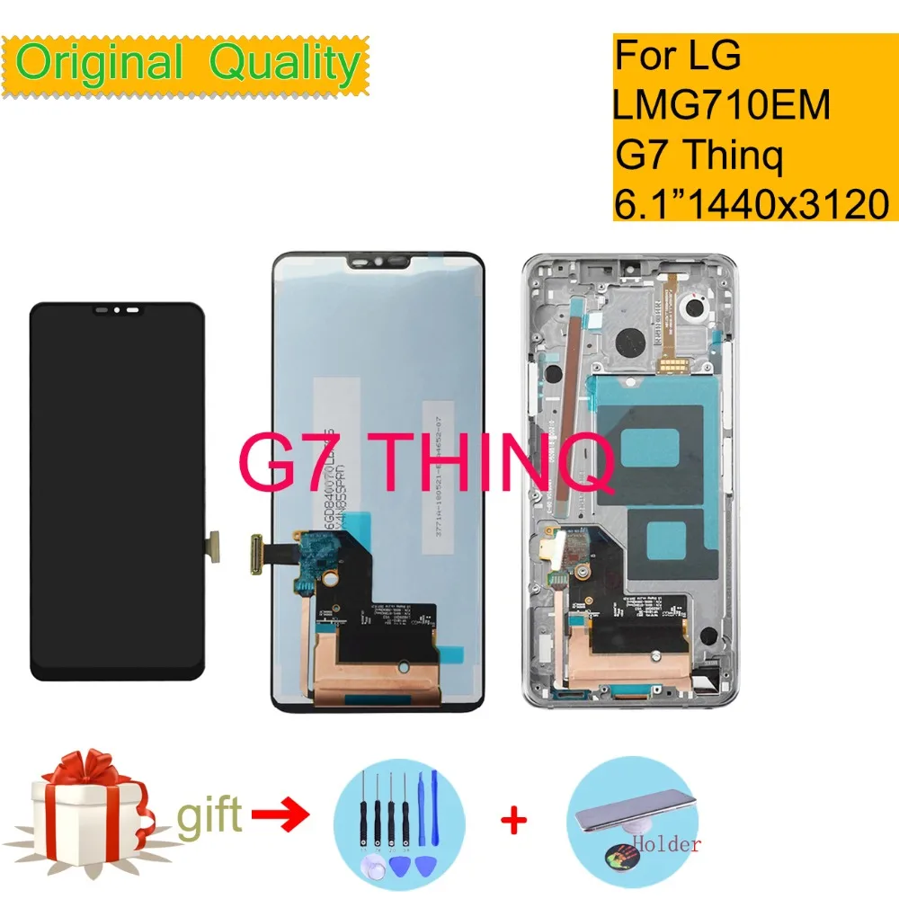

ORIGINAL For LG G7 THINQ G710 G710EM G710PM G710VMP LCD Display Touch Screen Digitizer Assembly G7 Thinq LCD Display With Frame