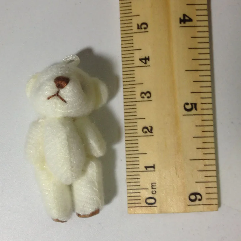 Lovely Teddy Bear with Leather Feet Plush Toys Mini Jointed Bear Dolls Pendants DIY Wedding Flower Bouquet Decor 4.5cm 50pcs  (1)