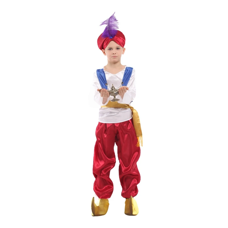 Umorden Purim Carnival Party Halloween Costumes Adult Men Aladdin Costume Arab Aladdin Prince Cosplay Kids Boys Family