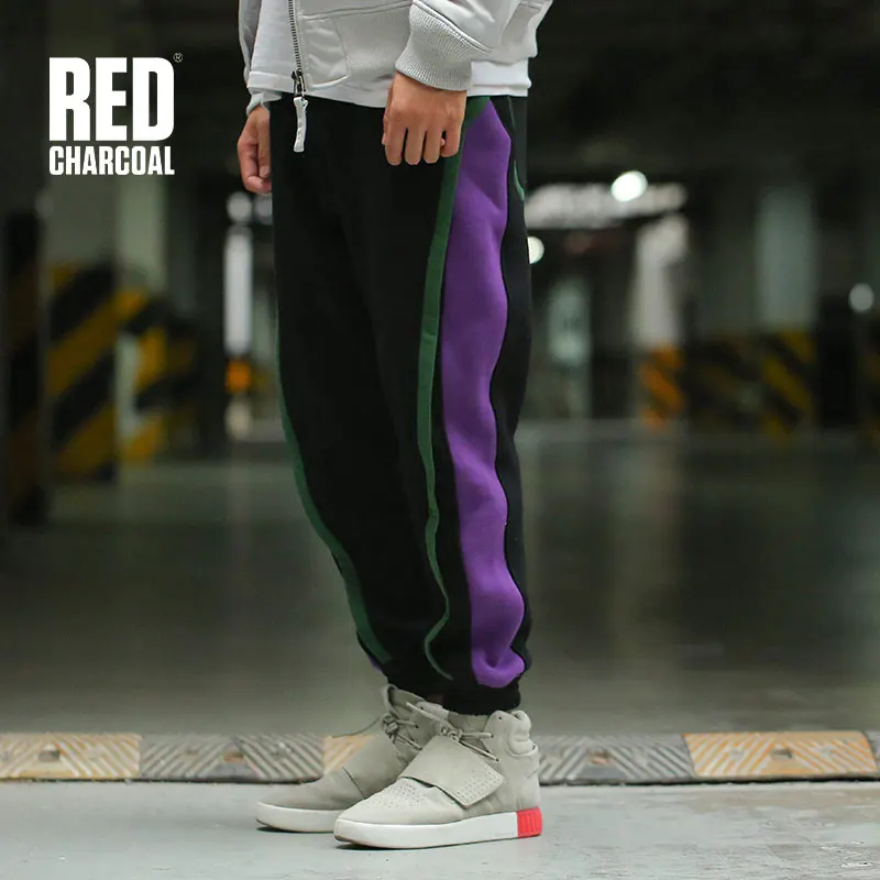 Red Charcoal Winter New Color Side The Purple And Velvet Black Leg Trousers Hipster Mens Pants |