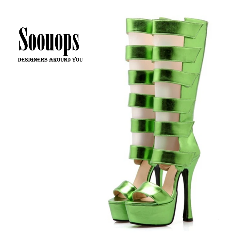 open toe wedge boots