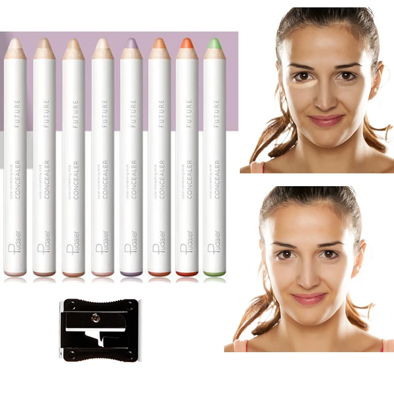 

Newest Concealer Pencil Strong Cover Spot Bean Print Dark Circles Facial Highlight Foundation Base Contour Stick Makeup 8 Colors