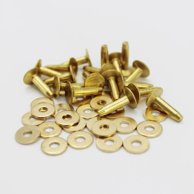 

10 sets brass rivets for leather with burrs cap diameter 9mm, post length 12mm