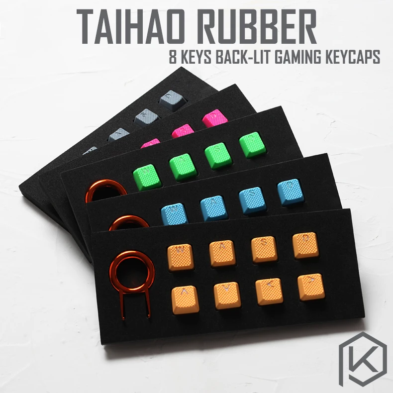 taihao Rubber Gaming Keycap Set Rubberized Doubleshot Keycaps Cherry MX Compatible OEM Profile shine-through Set of 8 keycaps
