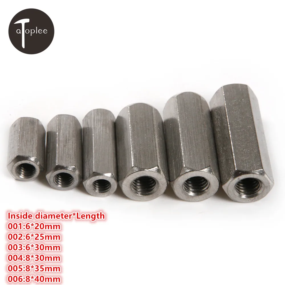 

1PCS 304 Stainless Steel Long Rod Coupling Hex Nut M6/M8 Thread Nut High Strength Hex Nutsert