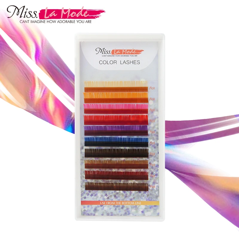 

Misslamode 10 Colors Rainbow Eyelash Extension color False Fake Lashes eyelashes false eyelash 0.07/0.15/0.20 3tray/lot