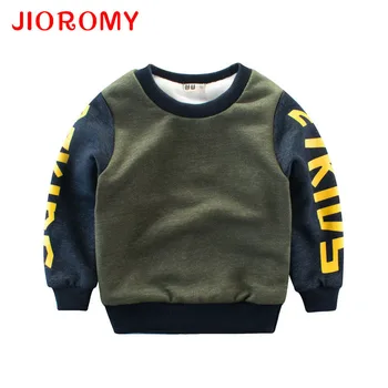 

JIOROMY 2017 Boys Clothing T-shirts Winter Thick Warm Tops Stitching Printing Letter T-shirt for Baby Boys Children's Clothing