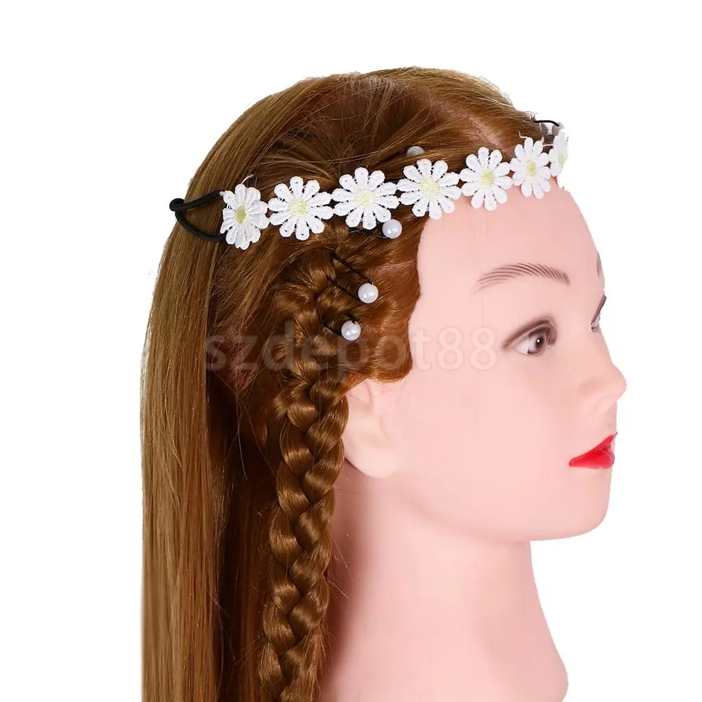 Белая Маргаритка цветочный венок на голову лента для волос венок-Корона Декор фестиваль Бохо хиппи стиль