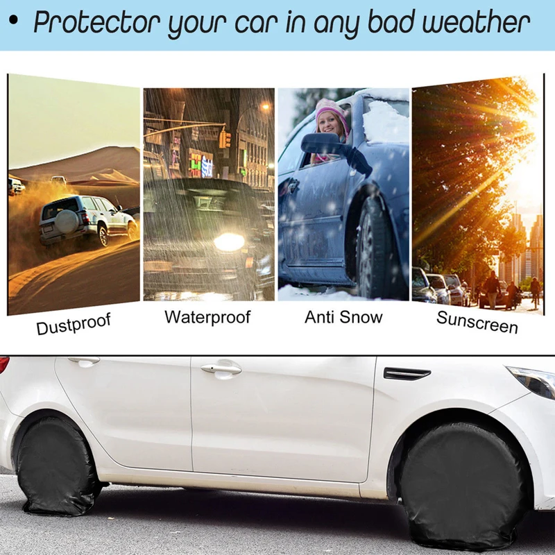 4pcs black Auto Wheel Tire Covers Protector Waterproof Anti-scratch 80*30cm 210D Oxford cloth accessories suitable for most cars