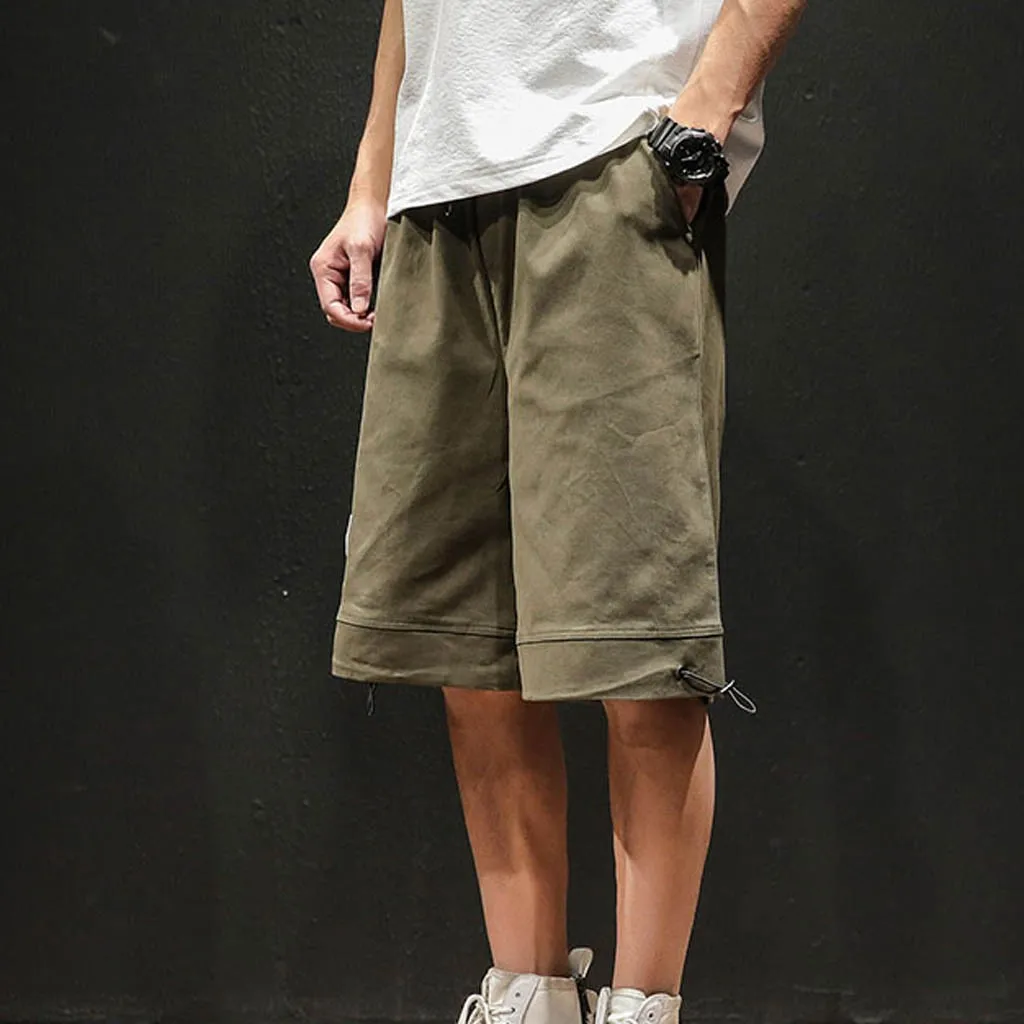 Мужские короткие брюки с карманами, повседневные однотонные, Классический прямой крой, джинсы с эластичной резинкой на талии, модные брендовые бордшорты, большие размеры 6,18