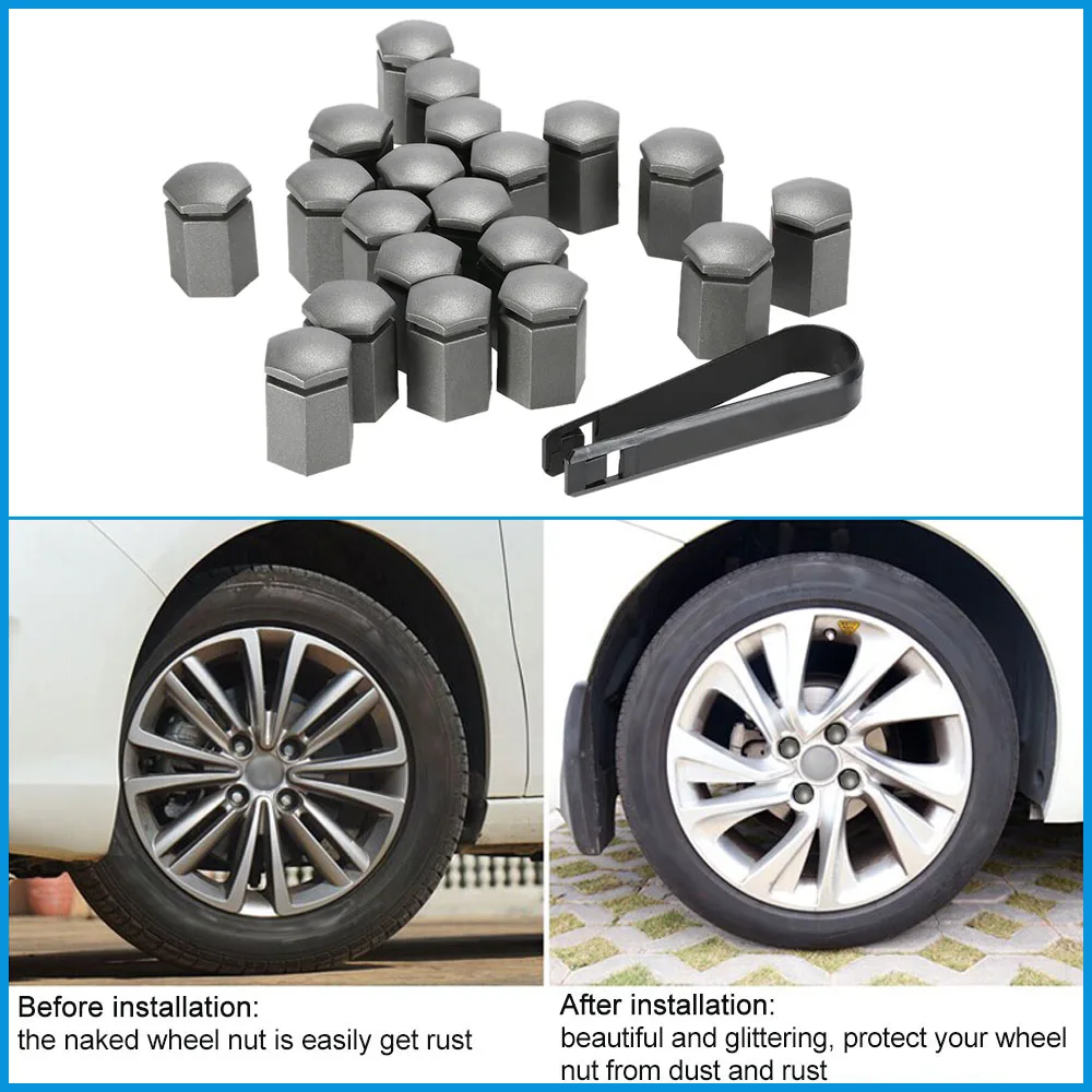 Car Style Set of 20Pcs 17*30mm Car Wheel Nut Bolt Covers Plastic Caps