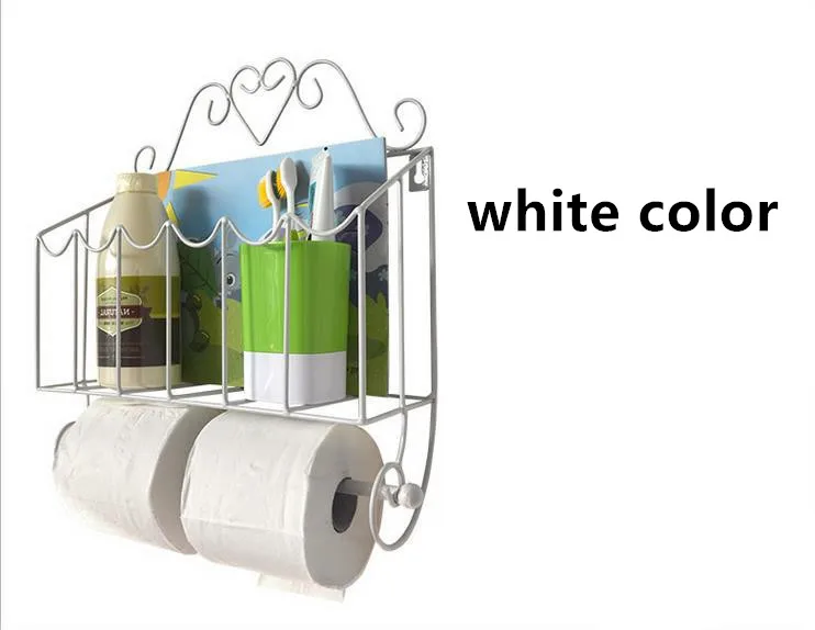Новая мода 33*12*36,5 см кованого железа мебель бумажный держатель для полотенец журнал полка настенная полка для ванной комнаты - Цвет: white