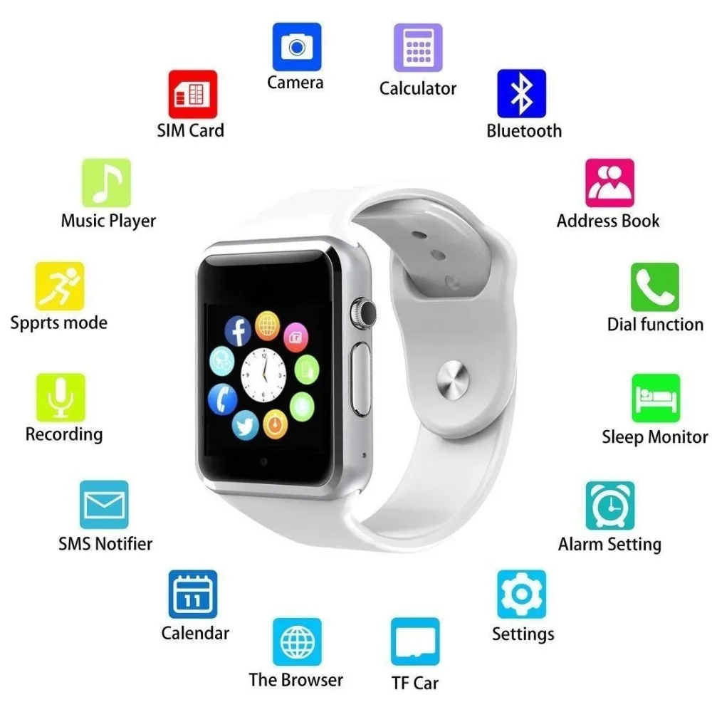 A1 smartwatch часы reloj inteligente Трекер Монитор кровяного Часы montre Смарт akillii saatler relogios