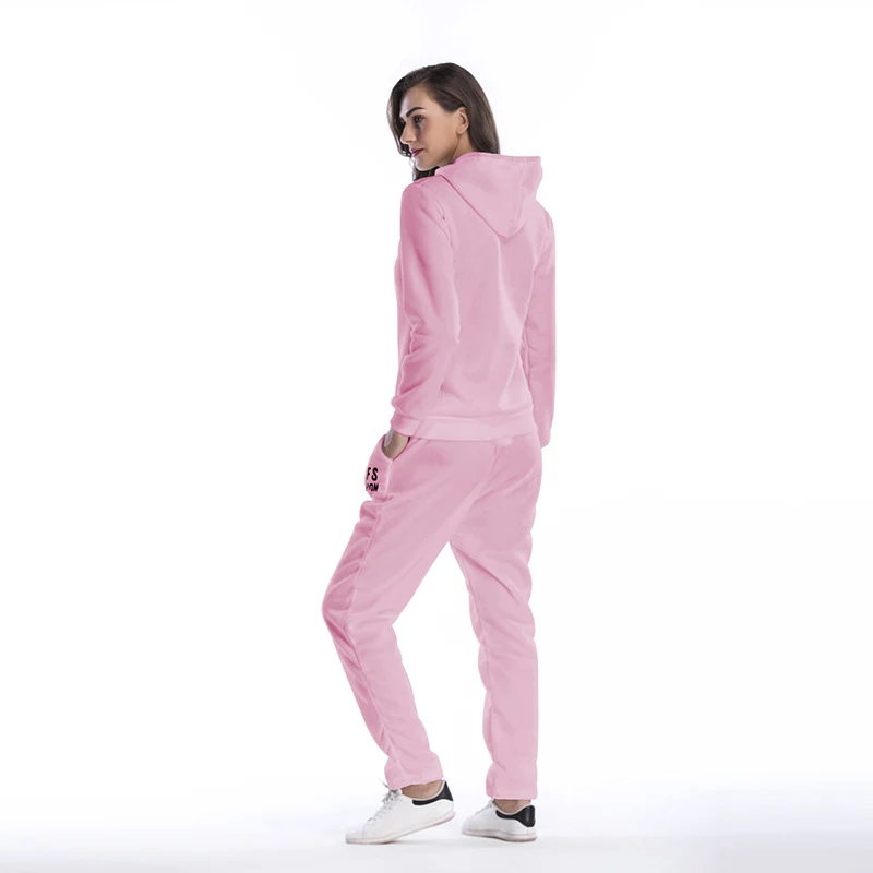 Two-piece Printed Christmas Elements Casual Fashion Suit 2018 Autumn and Winter New Plus Velvet Hooded Sweater Casual Pants Suit Women's Sets