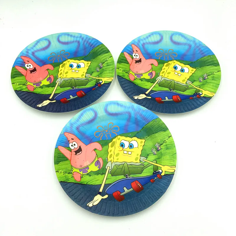 

10PCS/lot SPONGEBOB THEME PAPER PLATES DISPOSABLE DISHES KIDS FAVOR SPONGEBOB PLATE HAPPY BIRTHDAY PARTY SUPPLIES