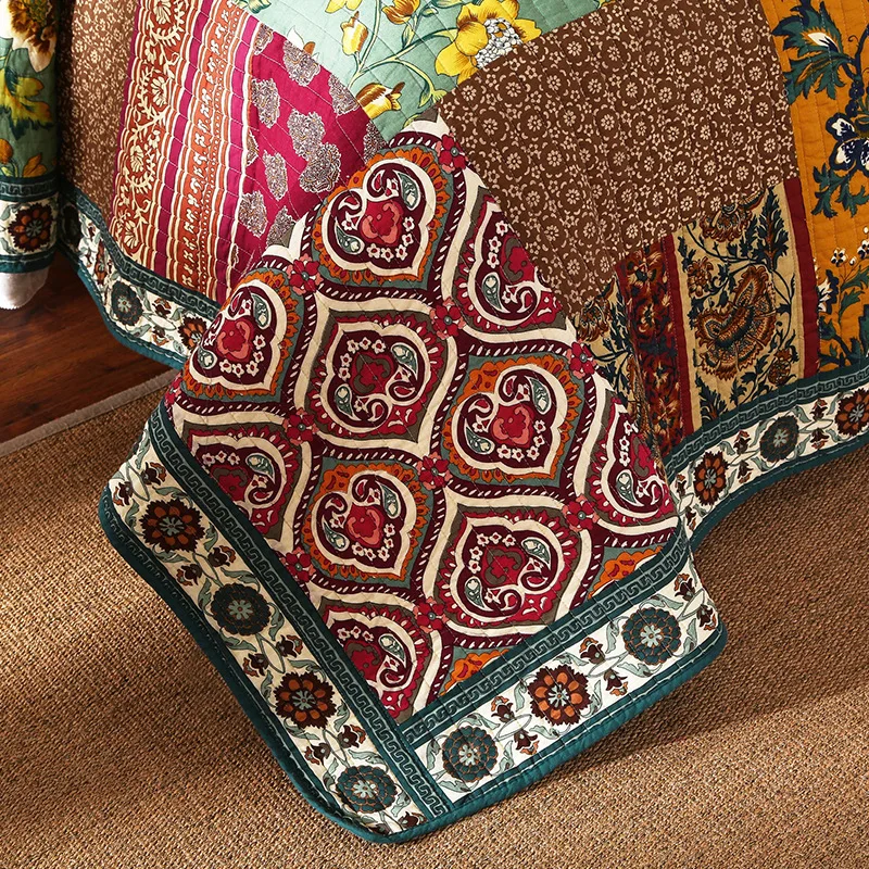Summer Quilt, Summer Quilt Set, Bed Comforter CHAUSUB Vintage Patchwork Quilt Set 3PCS Bedspread Cotton Coverlet King Size Summer Quilted Blanket for Bed Comforter