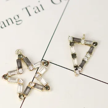

10pcs/lot Closed triangle hollow star Charms white black Simple craft tag pendants jewelry DIY earring apparel Ear Studs
