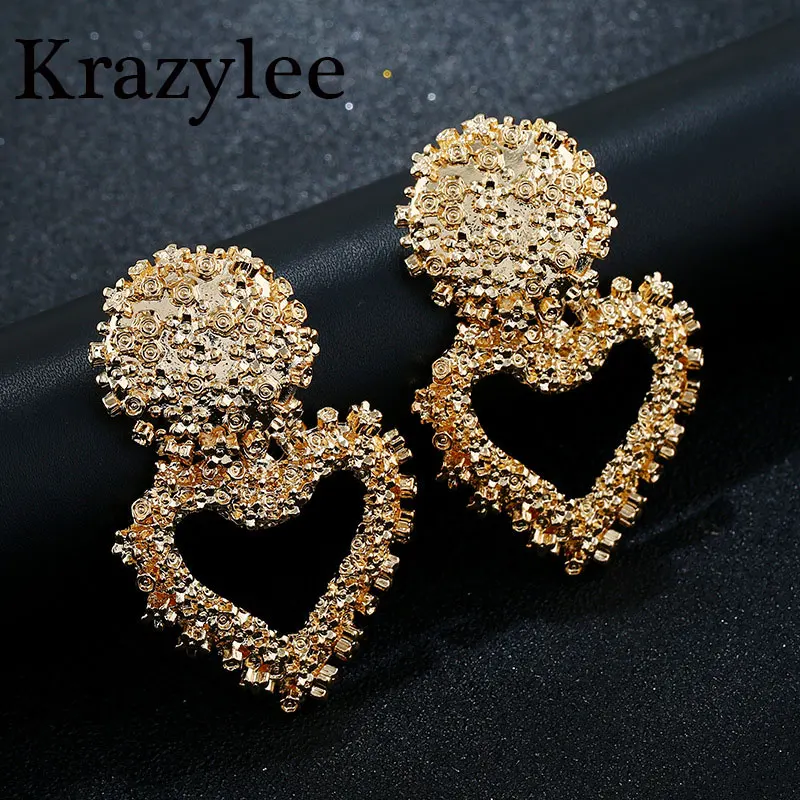 

Krazylee Heart-shaped Alloy Dangling Earrings For Women Fashion Jewelry Bohemian Vintage Heart Simple Elegant Earrings E760