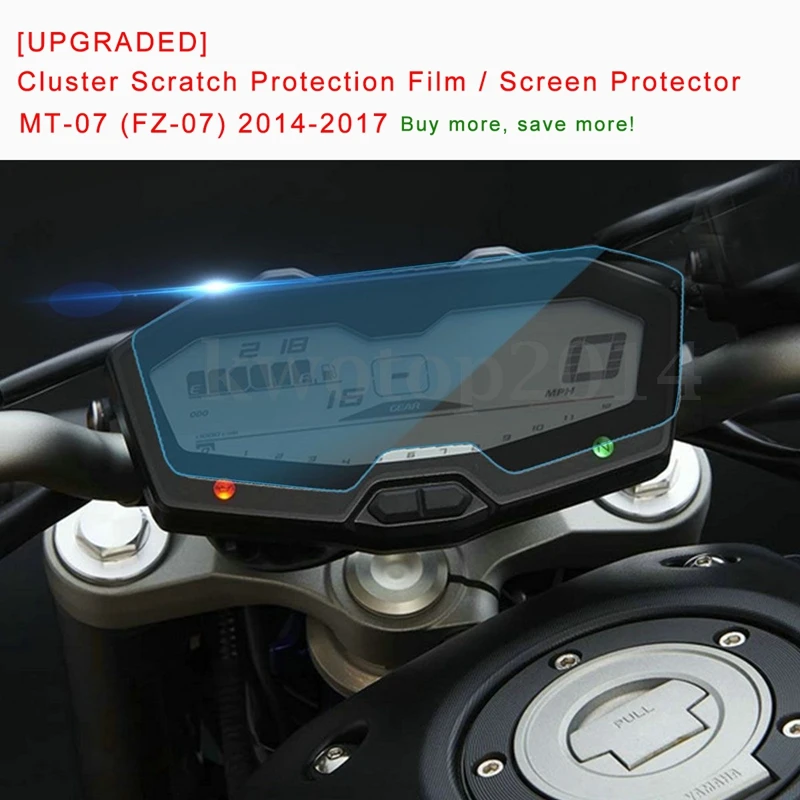 [UPGRADED] For Yamaha MT-07 FZ-07 MT07 2014-2017 Cluster Scratch Protection Film Screen Protector Blue Light Ultraviolet-proof (2)