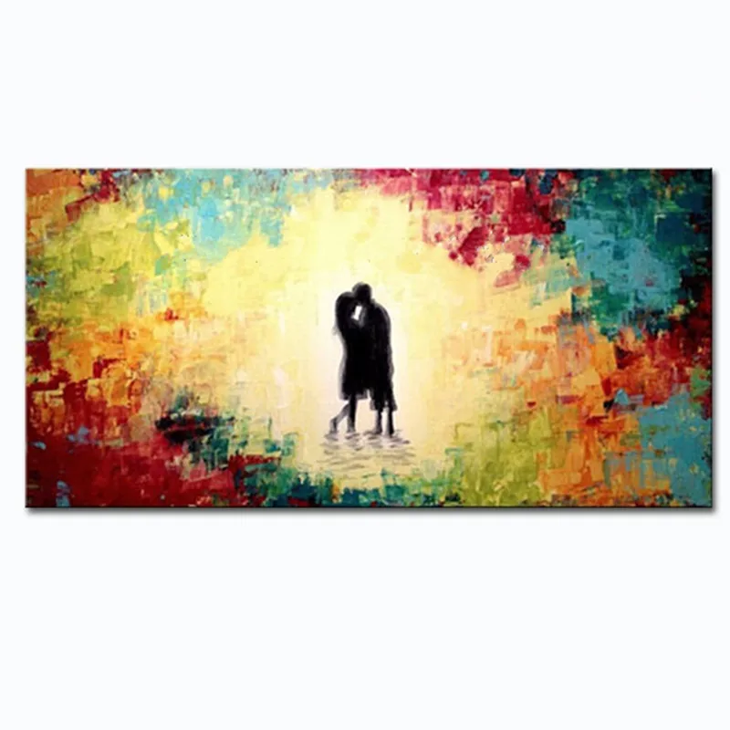 

Hand Painted Abstract Knife Colorful Oil Paintings on Canvas Modern Home Decor Wall Art Pictures Handmade Large Lovers Painting