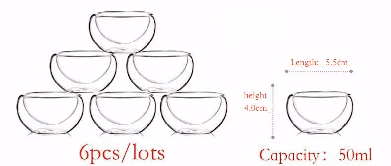 O. RoseLif Горячая распродажа! 6 шт двухслойные 50 мл стеклянные стаканы, изысканные ручные двойные стенки термостойкие чайные чашки