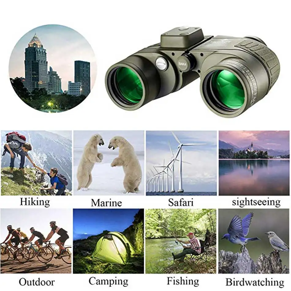Telescopio com Telêmetro à Prova Dfoágua à Prova de Nevoeiro Binóculos Boshile Marinha Bússola Reticle Iluminante Telescópio Visão Noturna 10x50 12 binóculos boshile 10x50 marinha telescopio com telêmetro