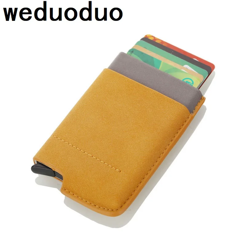Weduoduo, мужской RFID держатель для кредитных карт, ID, модный мини-кошелек из нубука, кошелек для монет, анти-тифовый Чехол для карт, автоматический держатель для карт