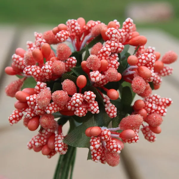 12 шт./лот, искусственные цветы с сахаром, дешевые искусственные цветы для свадебного украшения, сделай сам, венок, скрапбукинг, подарок, цветок для рукоделия - Цвет: Orange