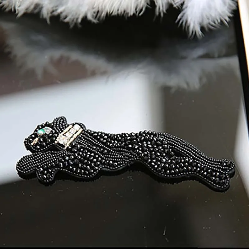 Forest-animal-patch-black-leopard-elephant-long-strength-deer-Bead-On-Applique-clothing-pattern-cloth-stickers