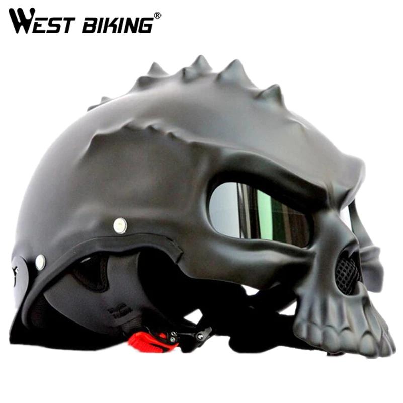 WEST BIKING мотоциклетный шлем с черепом мотоцикл открытым лицом для ретро шлемов