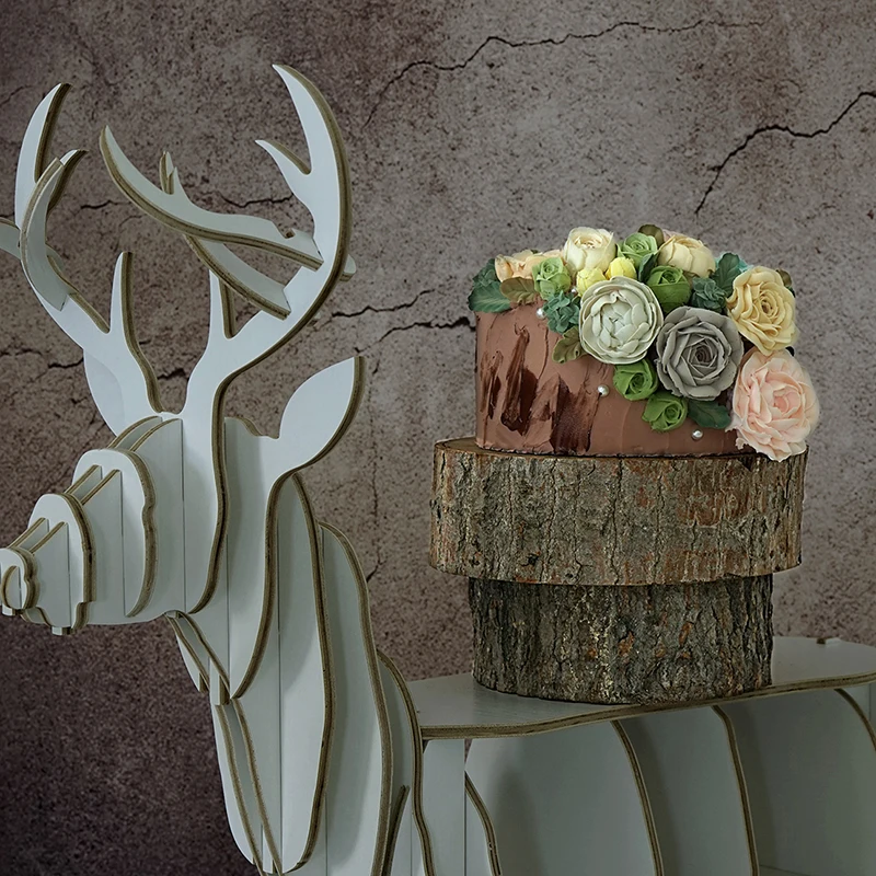  SWEETGO Tree slices wood board tray Wood pile wit bark 20cm/25cm in diameter cupcake cake table dec