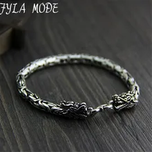 5MM Dragon Head Bracelet 925 Sterling Silver 19-21cm Hand Link Chain S925 Solid Thai Silver Double Dragon Bracelets Men Jewelry