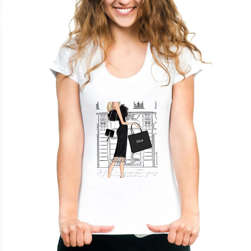 

FIXSYS Summer T-shirt Women Lady Tops Cotton Female T-shirt Clothing Fashion Printed Top Cute T-shirts for Women