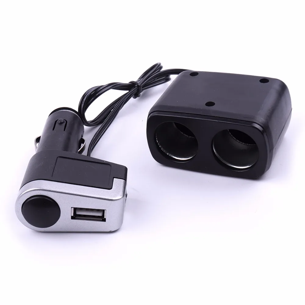 1pc Black Car Cigarette Lighter Power Socket 2.5A 30W DC 12V Two Hole