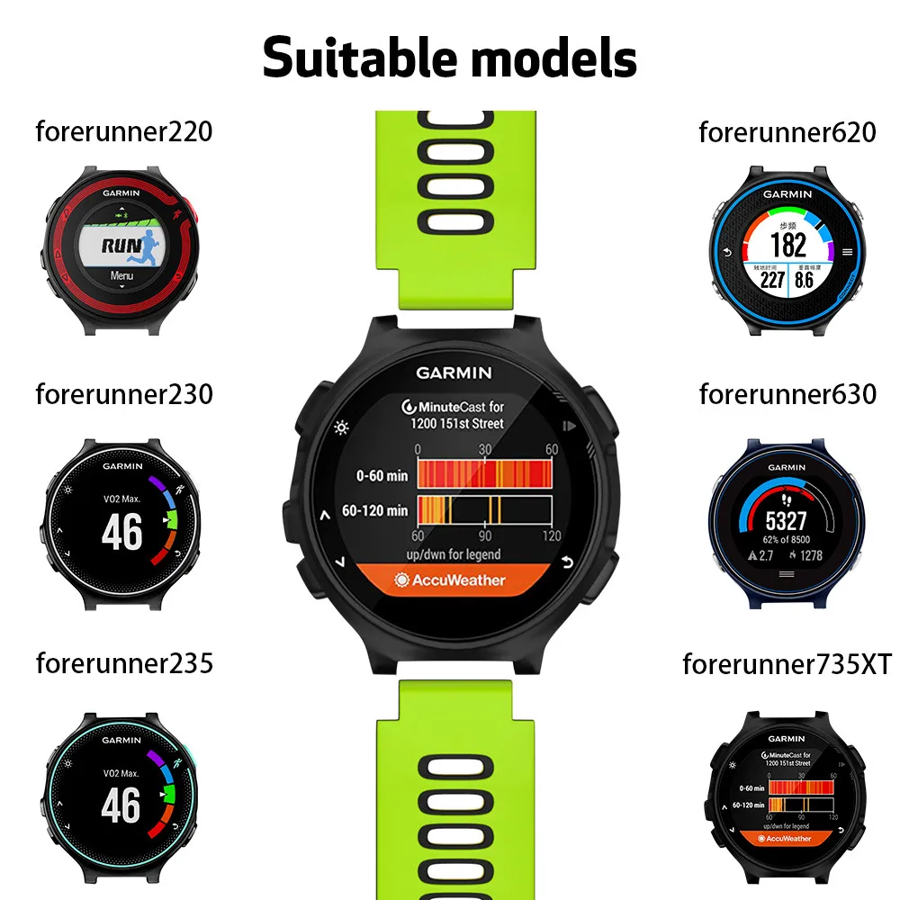 ANBEST Soft Silicone Watch Strap for Garmin forerunner 235 220 230 620 630 735XT Watch band Strap Silicone for Garmin forerunner