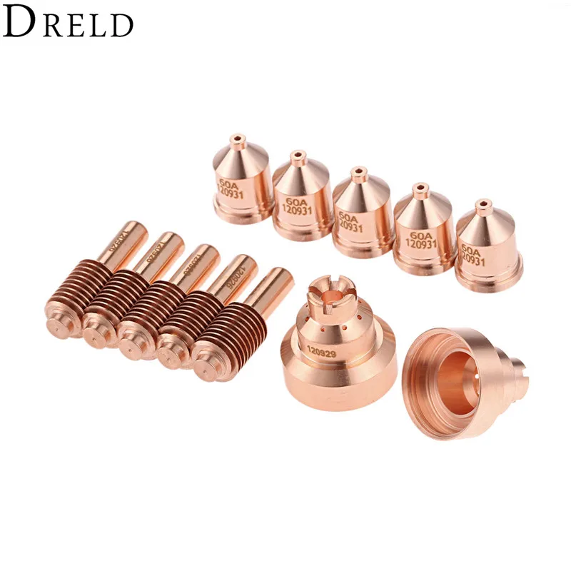 DRELD 12pcs/set Nozzle 120931+Electrode 120926+Shield 120929 For Plamsa Cutting Torch Consumables 1000 1250 1650 RT60 RT80