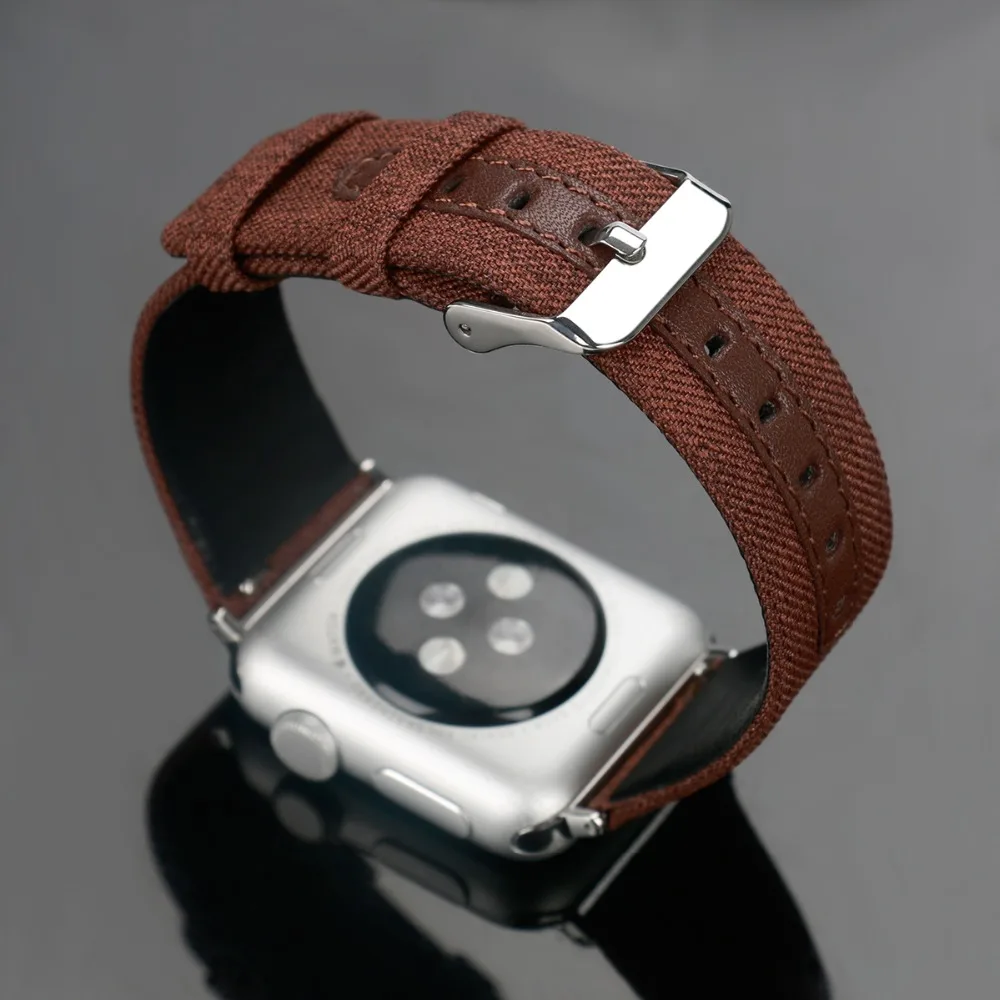 Кожаный ремешок для Apple watch 5 ремешок 40 мм 44 мм iWatch ремешок 38 мм 42 мм кожа+ холст ремешок для часов Браслет Apple watch 4 3 2 1 38 44