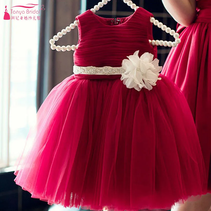 burgundy tulle flower girl dress