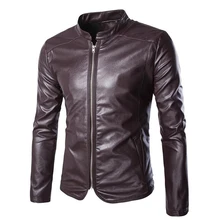 Новинка, распродажа, осенние модные мотоциклетные кожаные куртки на молнии, мужская верхняя одежда, повседневная тонкая однотонная мужская куртка из искусственной кожи