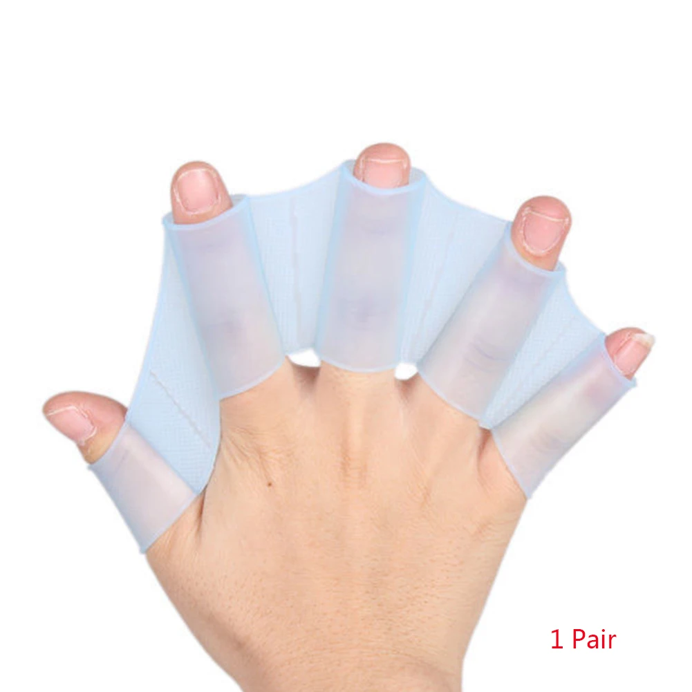 1 пара Силиконовые унисекс Тип силиконовые пояса плавательные ласты палец перепонка перчатки весло водные виды спорта ~
