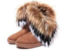 woman snows boots 2016 Winter fur fox hair women Ankle boot botas masculinas femininas Female Shoes