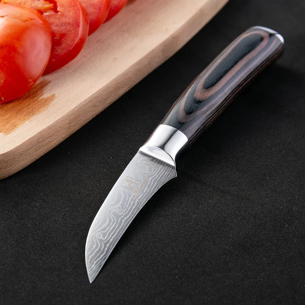 

3.5"inch Peeling knife super sharp Japanese Wood Handle kitchen Damascus Utility knives Color wood handle Fish knife gift